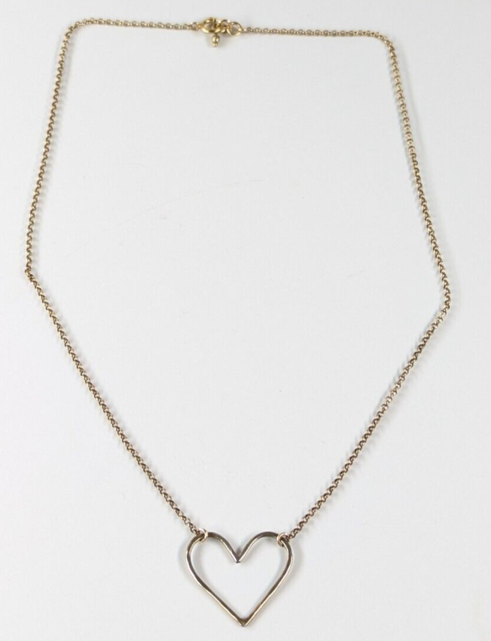 Dainty Open Heart Pendant 14k Gold Filled Chain 16" Long Choker Necklace